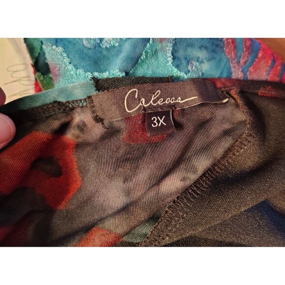 Calessa 3X Tunic Top, Multicolor Lagenlook Art to Wear Plus Size Rayon Blend - Picture 5 of 6